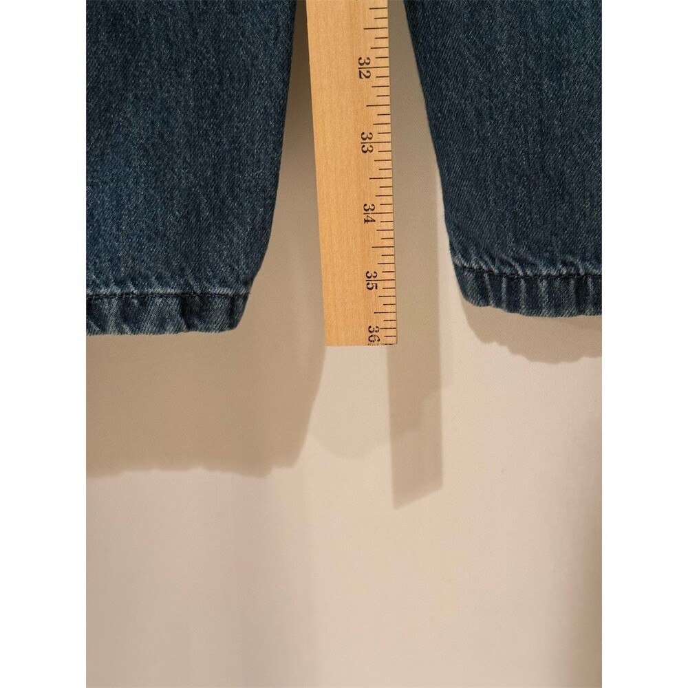 ZARA Jeans Womens Size XL Blue Medium Wash Barrel Leg Cropped Mid Rise - Picture 7 of 9